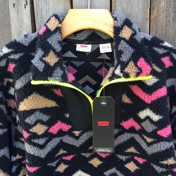 NWT Levi’s Arizona Sherpa Pullover Geo Jacquard L - Picture 5 of 12